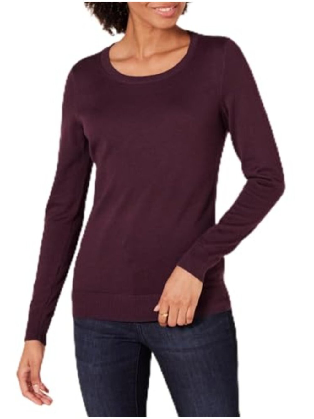 Long-Sleeve Lightweight Crewneck Sweater Cotton-Blend Casual